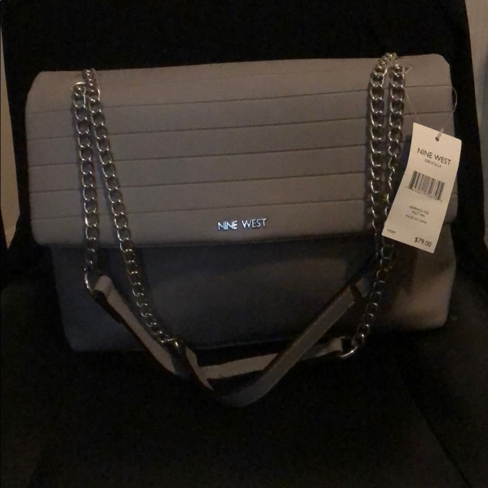 *NWT* Nine West grey purse with chain handles